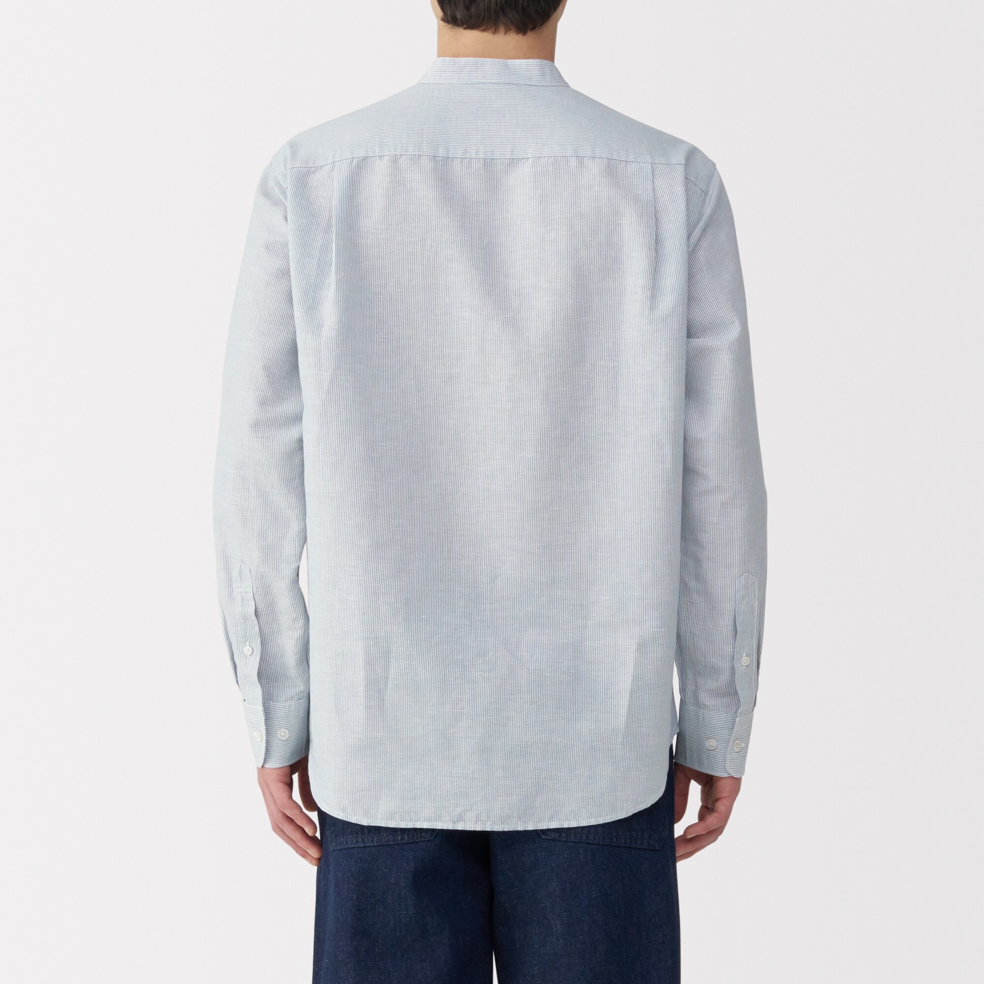 紳士　ヘンプコットンスタンドカラー長袖シャツ