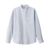 紳士　ヘンプコットンスタンドカラー長袖シャツ