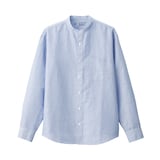 紳士　ヘンプコットンスタンドカラー長袖シャツ