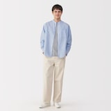 紳士　ヘンプコットンスタンドカラー長袖シャツ