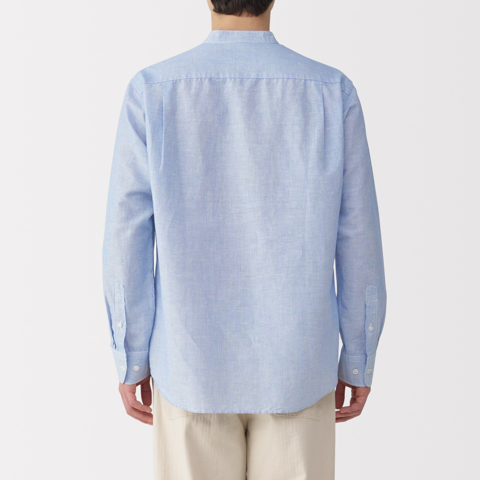 紳士　ヘンプコットンスタンドカラー長袖シャツ