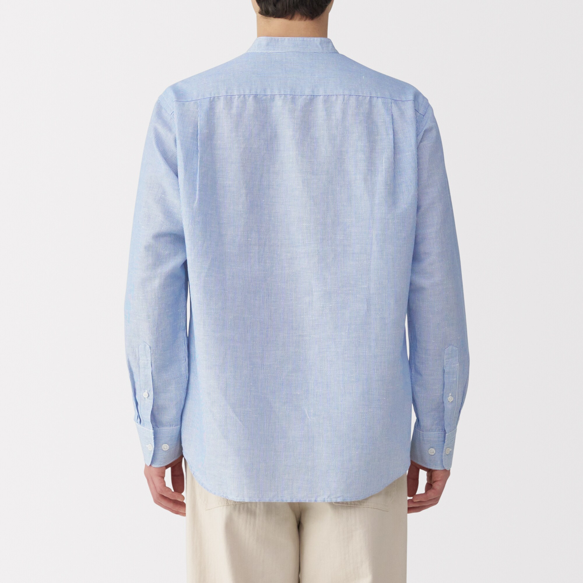 紳士　ヘンプコットンスタンドカラー長袖シャツ