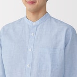 紳士　ヘンプコットンスタンドカラー長袖シャツ
