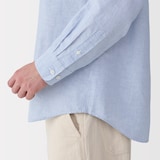 紳士　ヘンプコットンスタンドカラー長袖シャツ