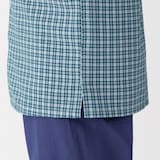 紳士　マドラスチェックオープンカラー半袖シャツ