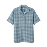 紳士　マドラスチェックオープンカラー半袖シャツ
