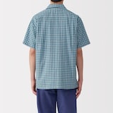 紳士　マドラスチェックオープンカラー半袖シャツ