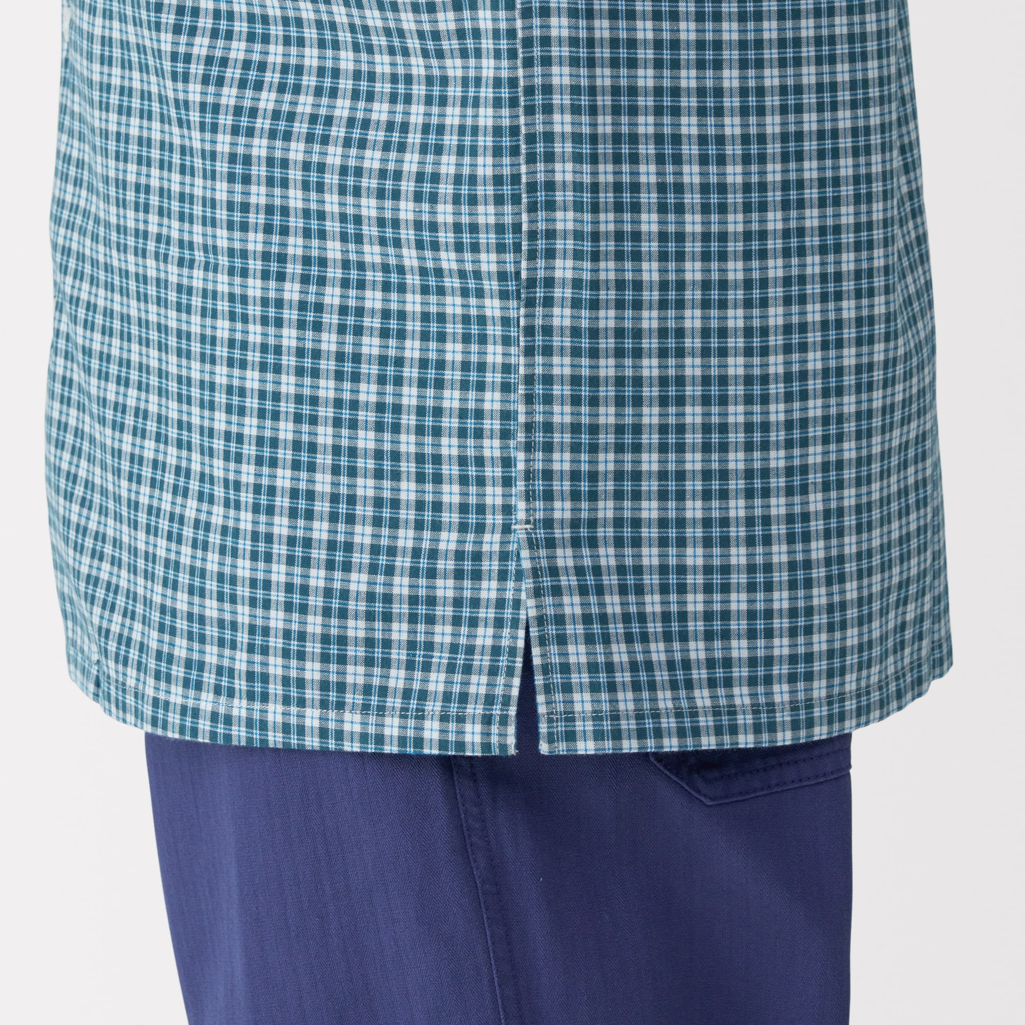 紳士　マドラスチェックオープンカラー半袖シャツ