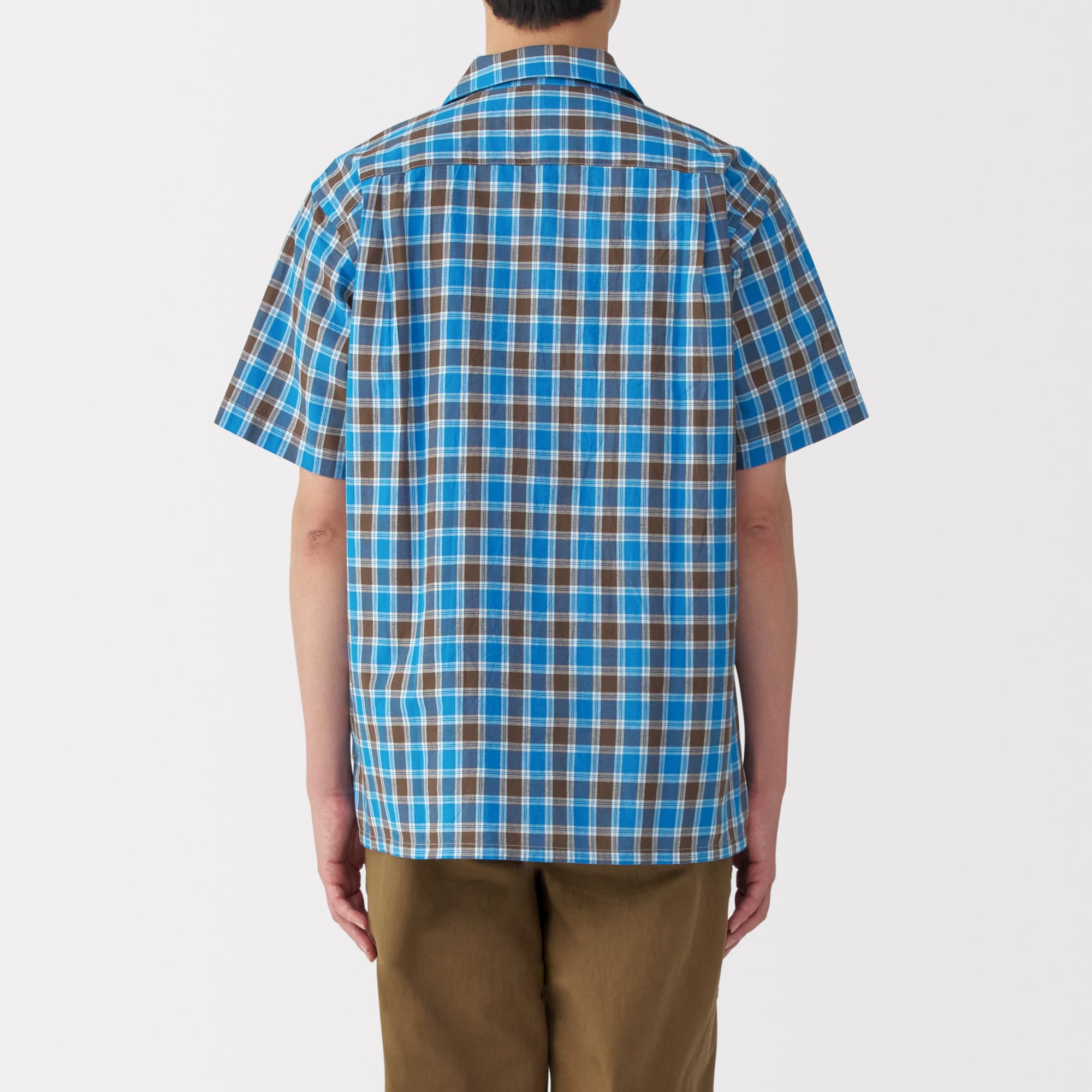 紳士 マドラスチェックオープンカラー半袖シャツ | 無印良品