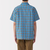 紳士　マドラスチェックオープンカラー半袖シャツ