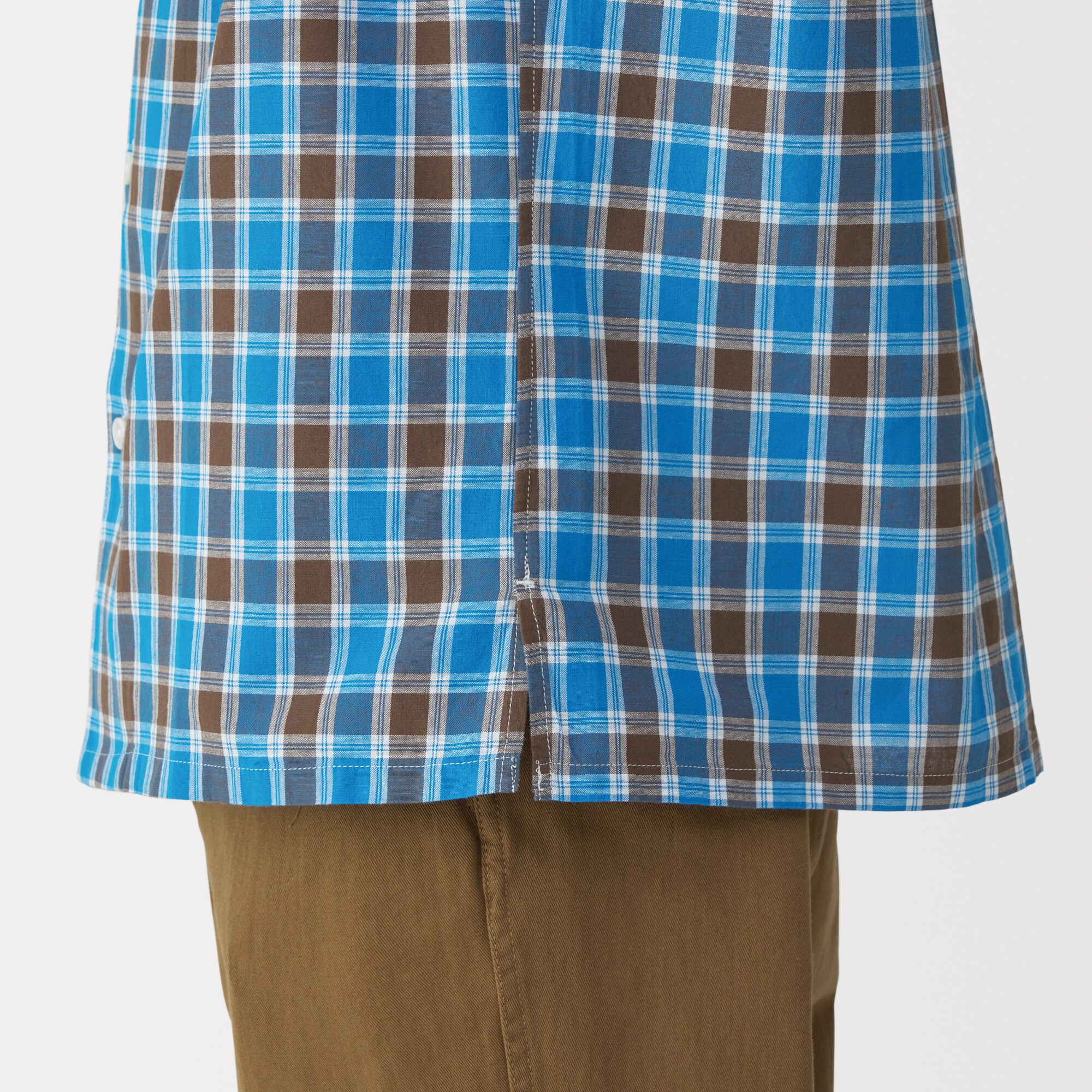 紳士　マドラスチェックオープンカラー半袖シャツ