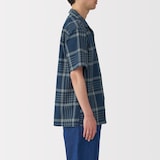 紳士　マドラスチェックオープンカラー半袖シャツ