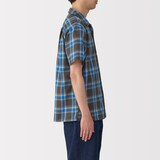 紳士　マドラスチェックオープンカラー半袖シャツ