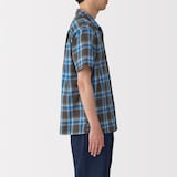 紳士　マドラスチェックオープンカラー半袖シャツ