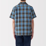 紳士　マドラスチェックオープンカラー半袖シャツ