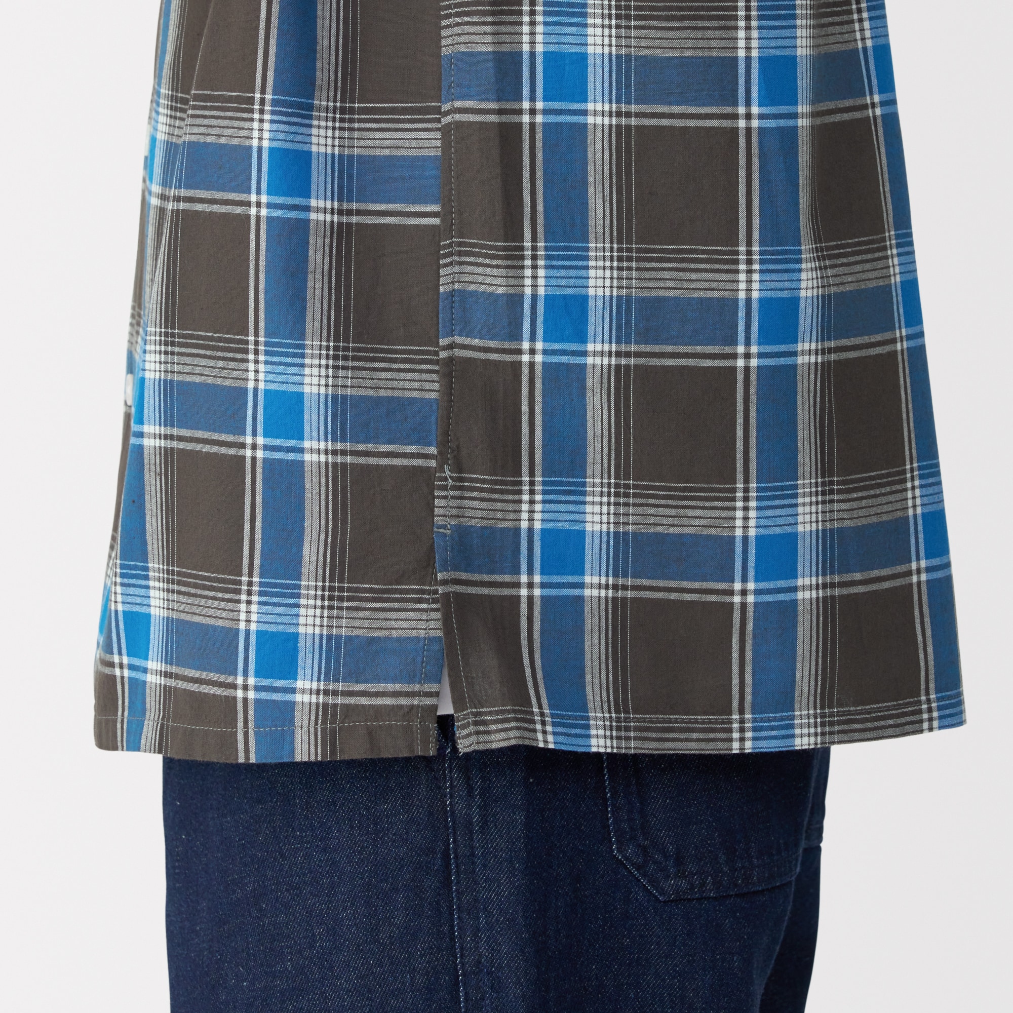 紳士　マドラスチェックオープンカラー半袖シャツ