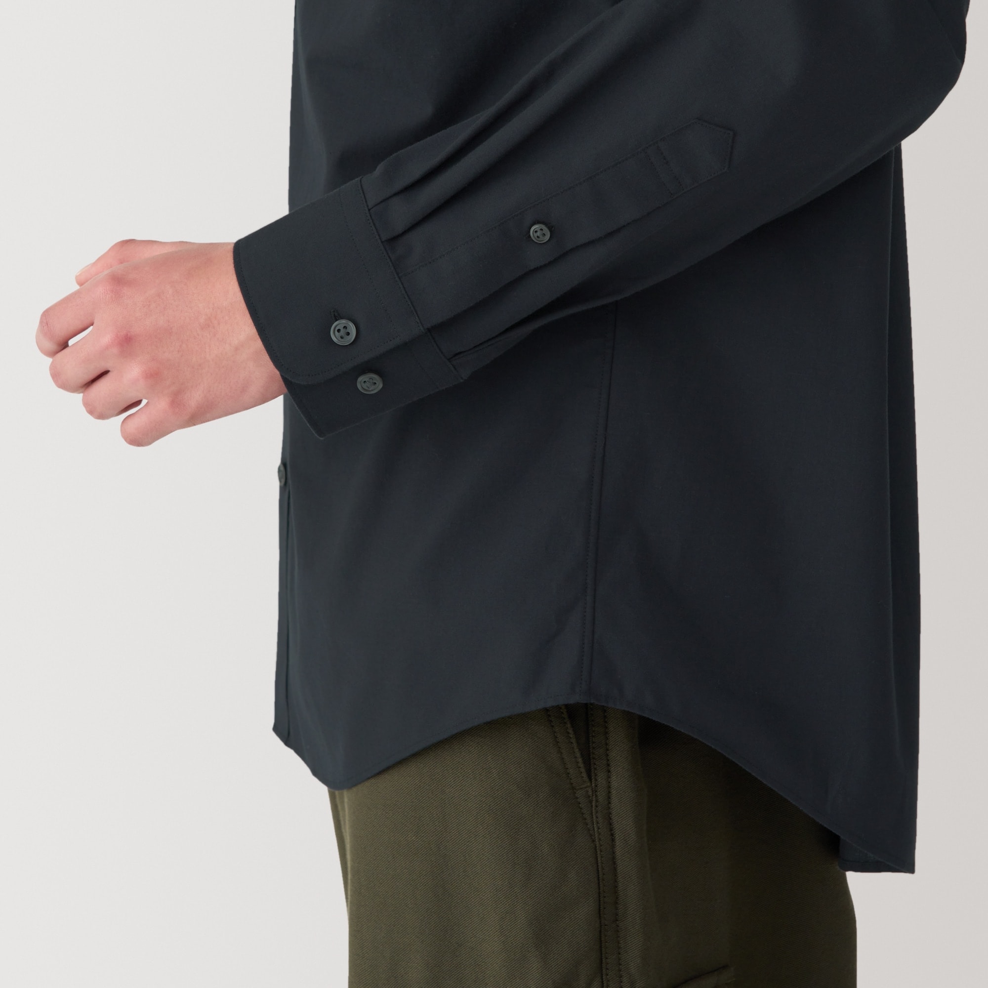 紳士　洗いざらしブロード長袖シャツ