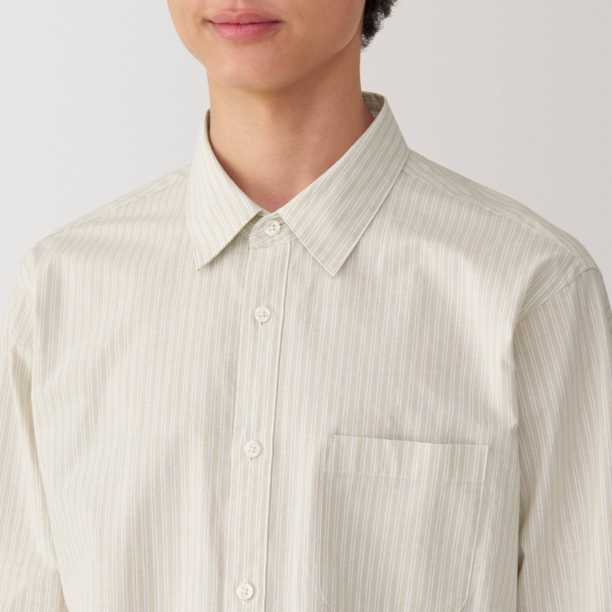 紳士　洗いざらしブロード長袖シャツ