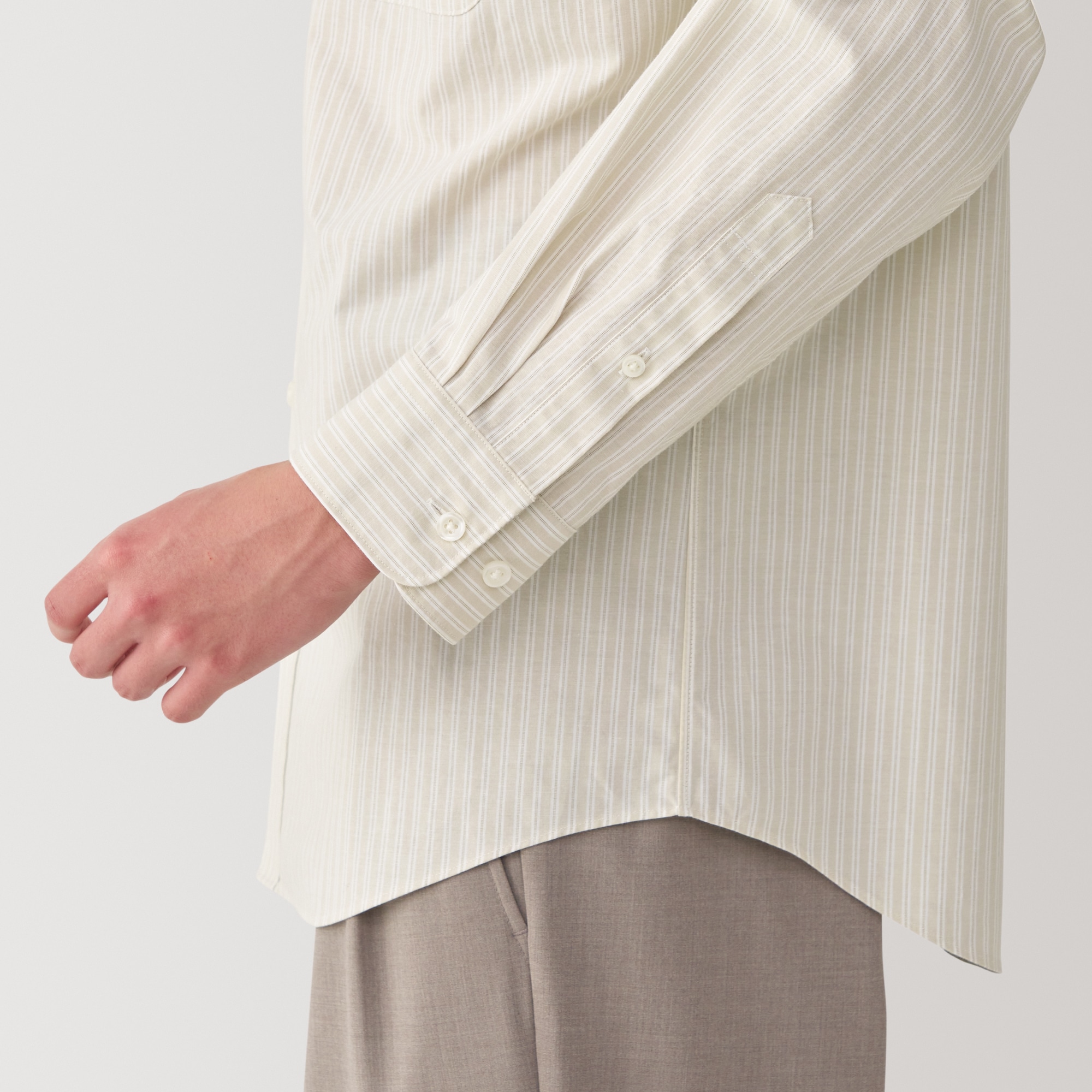 紳士　洗いざらしブロード長袖シャツ