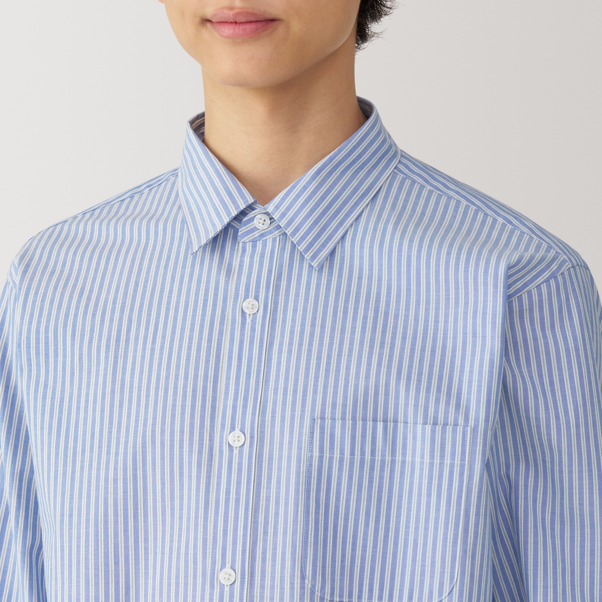 紳士　洗いざらしブロード長袖シャツ