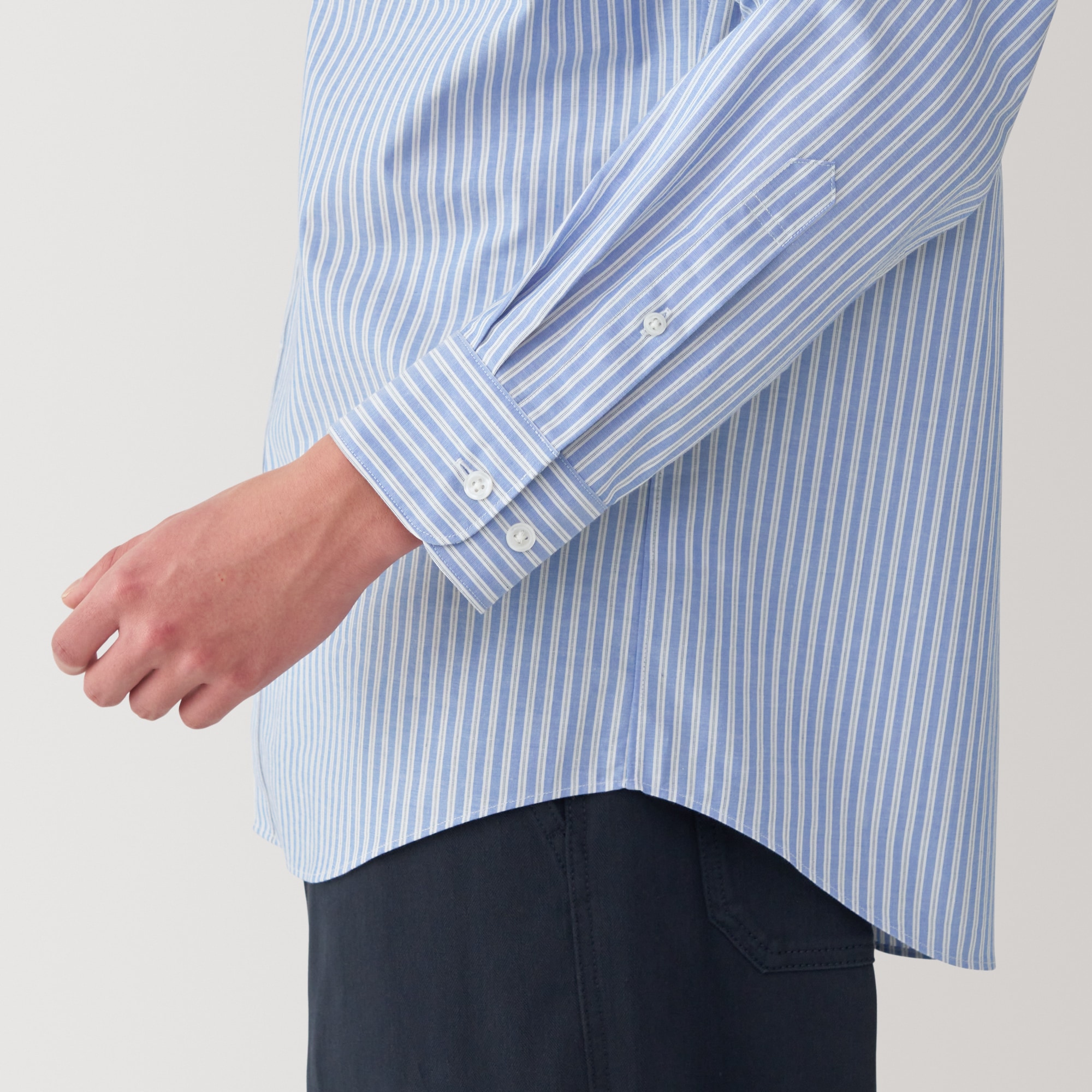 紳士　洗いざらしブロード長袖シャツ