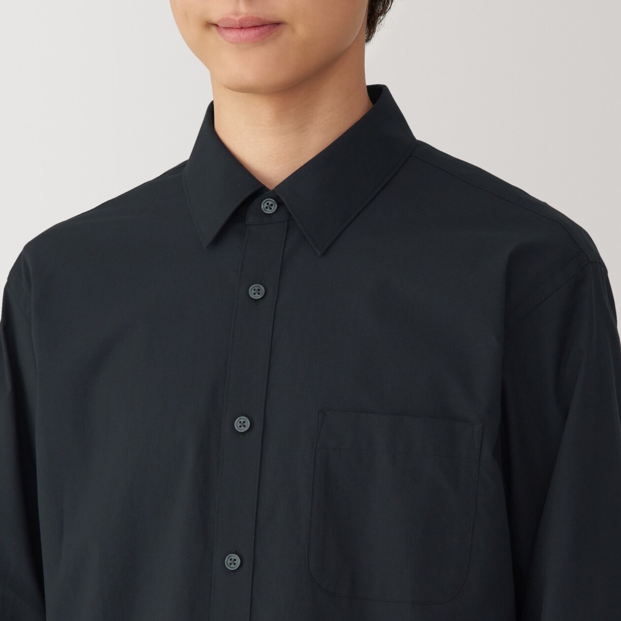 紳士　洗いざらしブロード長袖シャツ