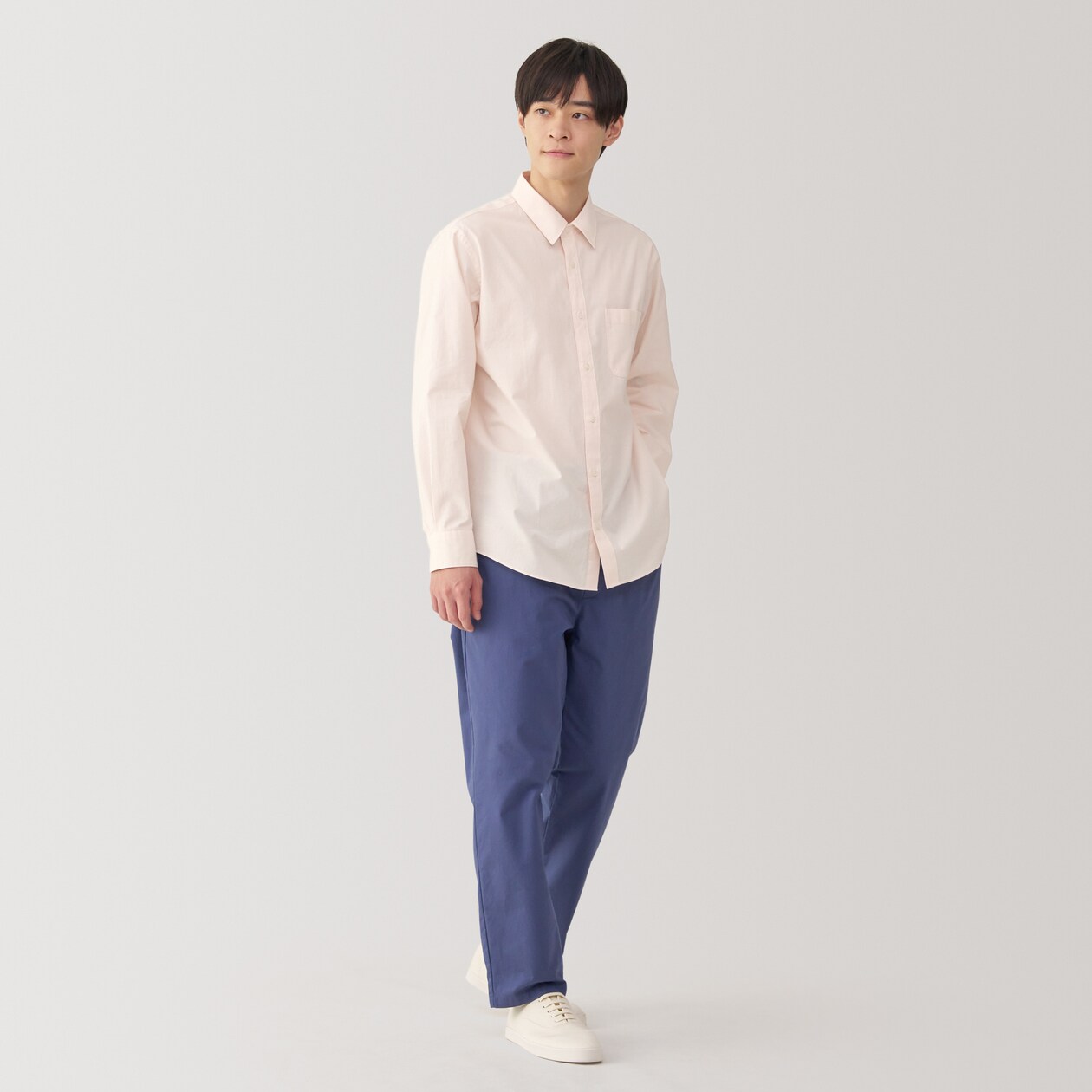 紳士　洗いざらしブロード長袖シャツ