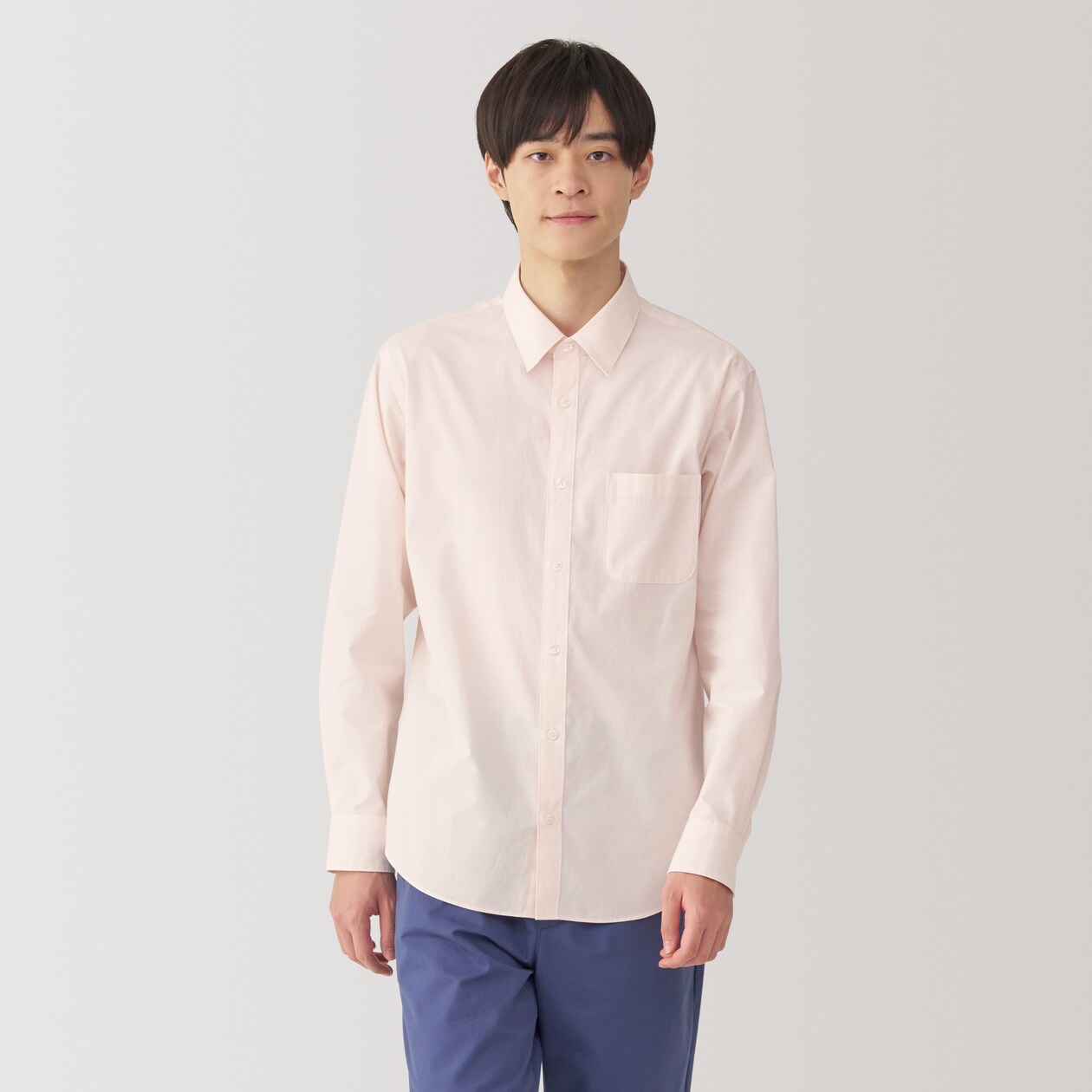 紳士　洗いざらしブロード長袖シャツ