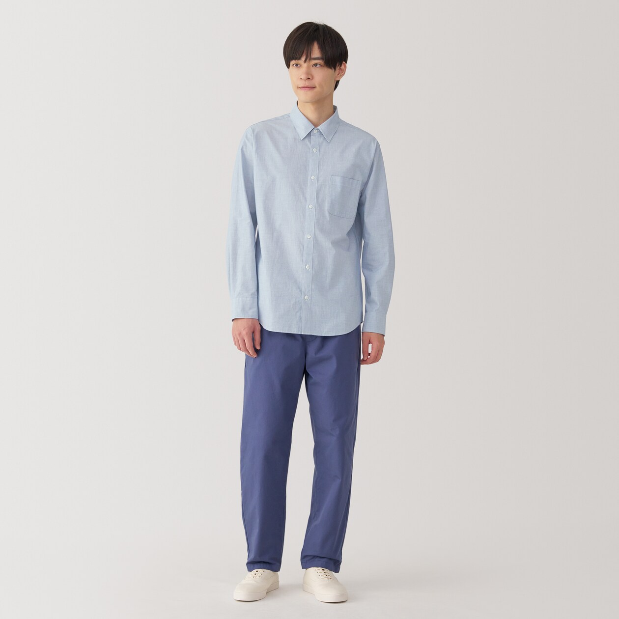 紳士　洗いざらしブロード長袖シャツ