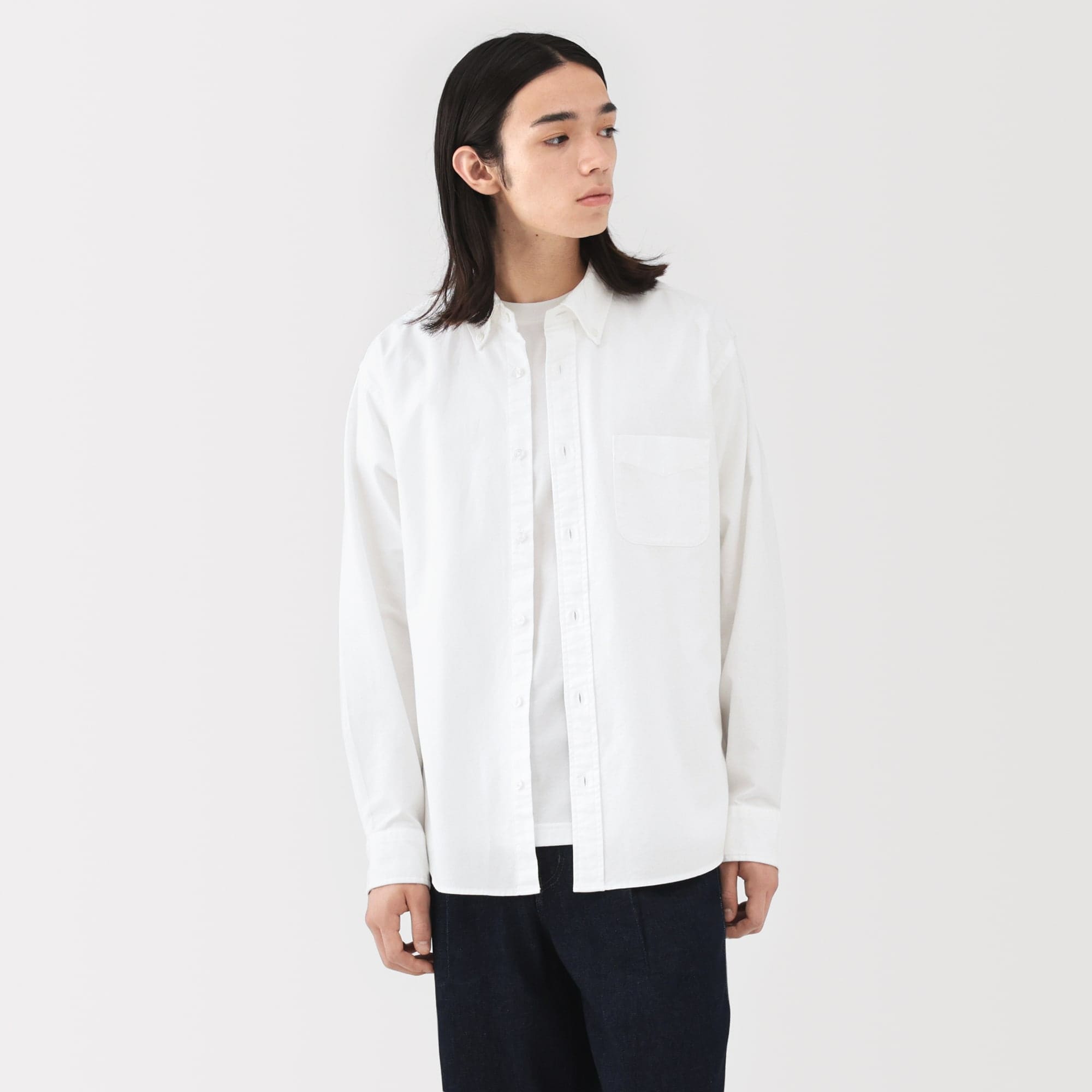 紳士　洗いざらしオックスボタンダウン長袖シャツ