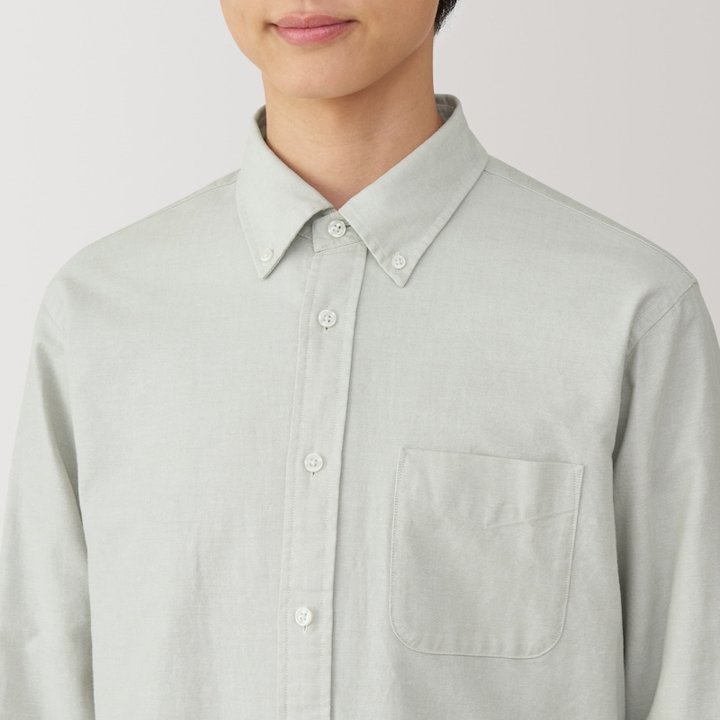 紳士　洗いざらしオックスボタンダウン長袖シャツ