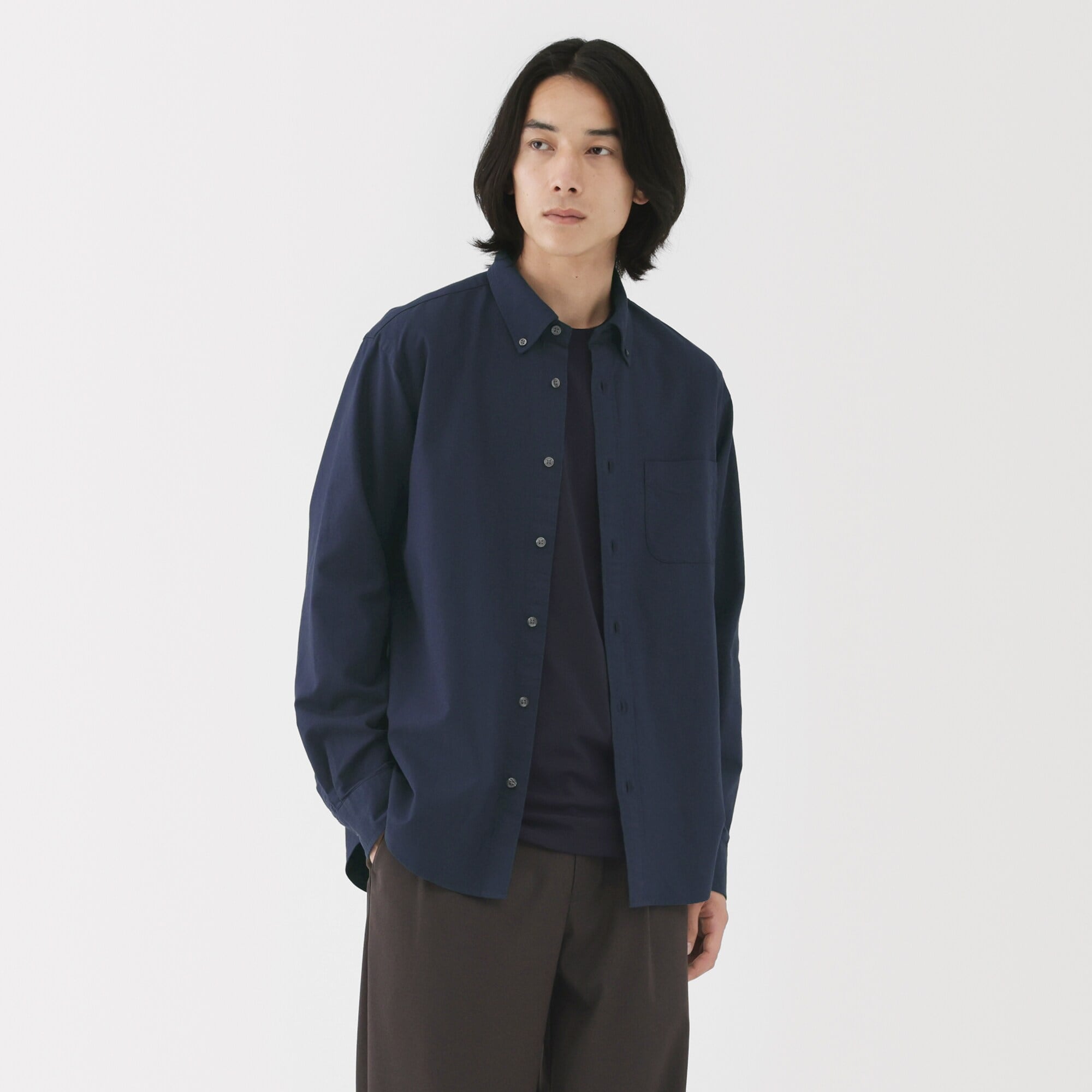紳士 洗いざらしオックスボタンダウン長袖シャツ | 無印良品