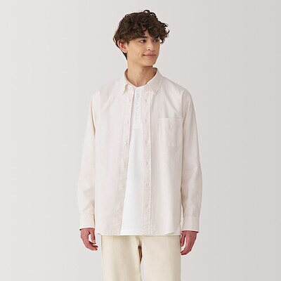 紳士　洗いざらしオックスボタンダウン長袖シャツ