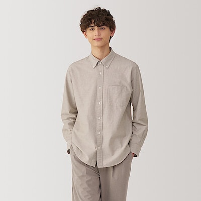 紳士　洗いざらしオックスボタンダウン長袖シャツ