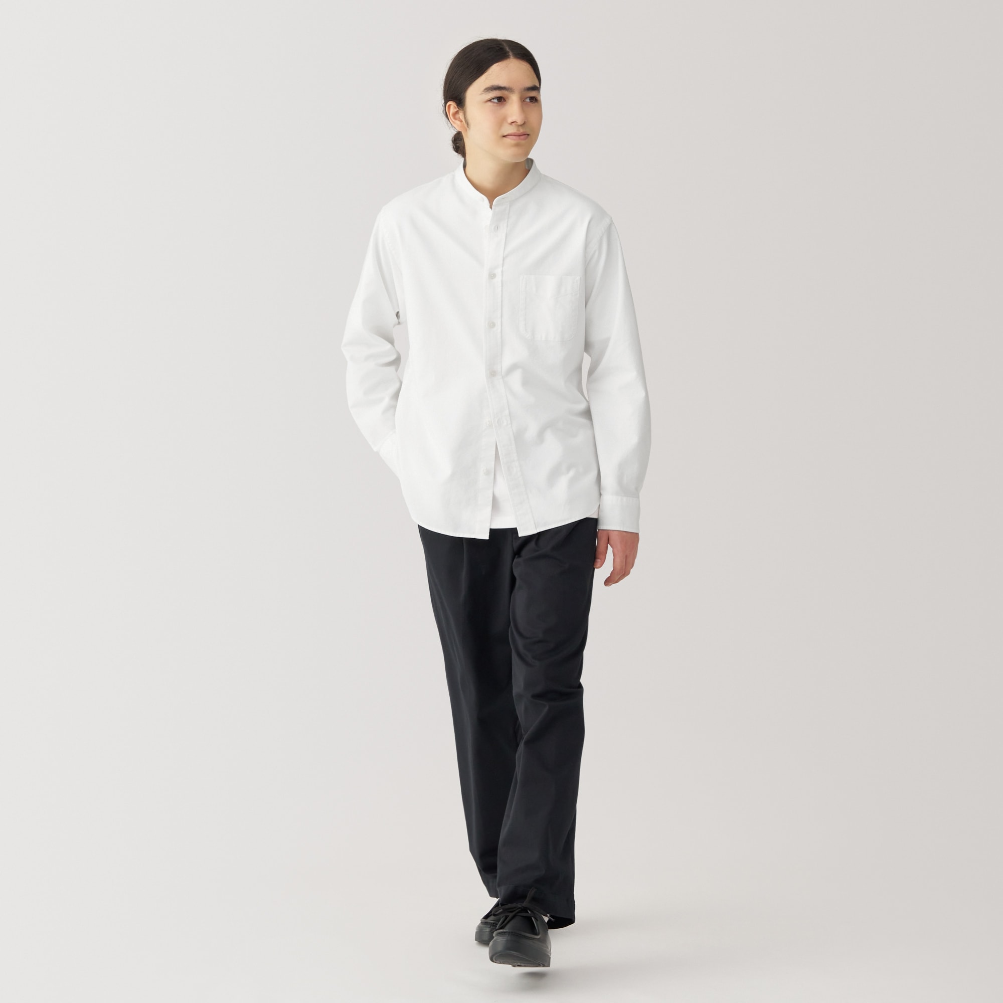 無印　リネンスタンドカラー長袖シャツ3枚セット XL 無印良品 シャツ 紳士 リネン洗いざらしスタンドカラー長袖