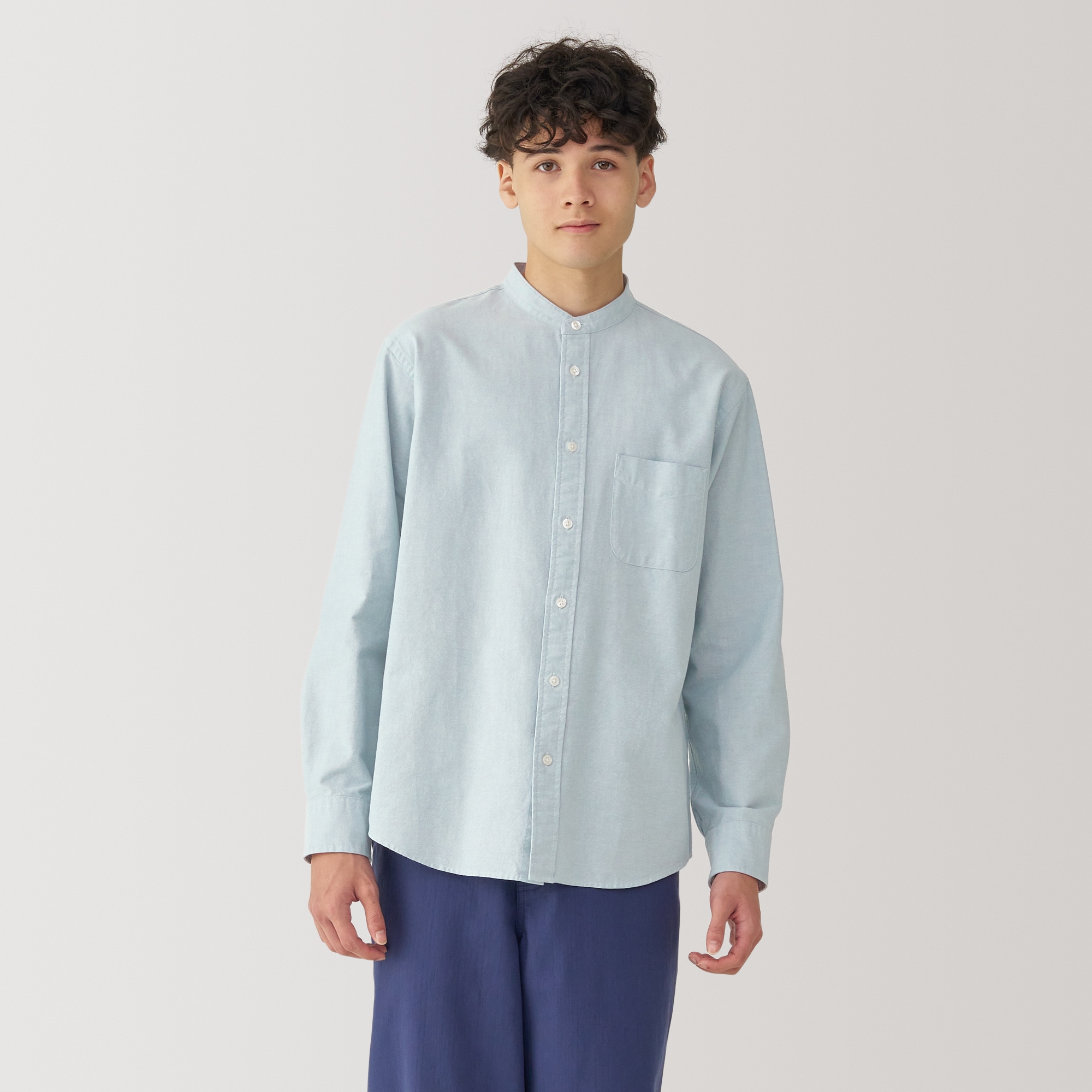 無印　リネンスタンドカラー長袖シャツ3枚セット XL 紳士 洗いざらしオックススタンドカラー長袖シャツ | 無印良品