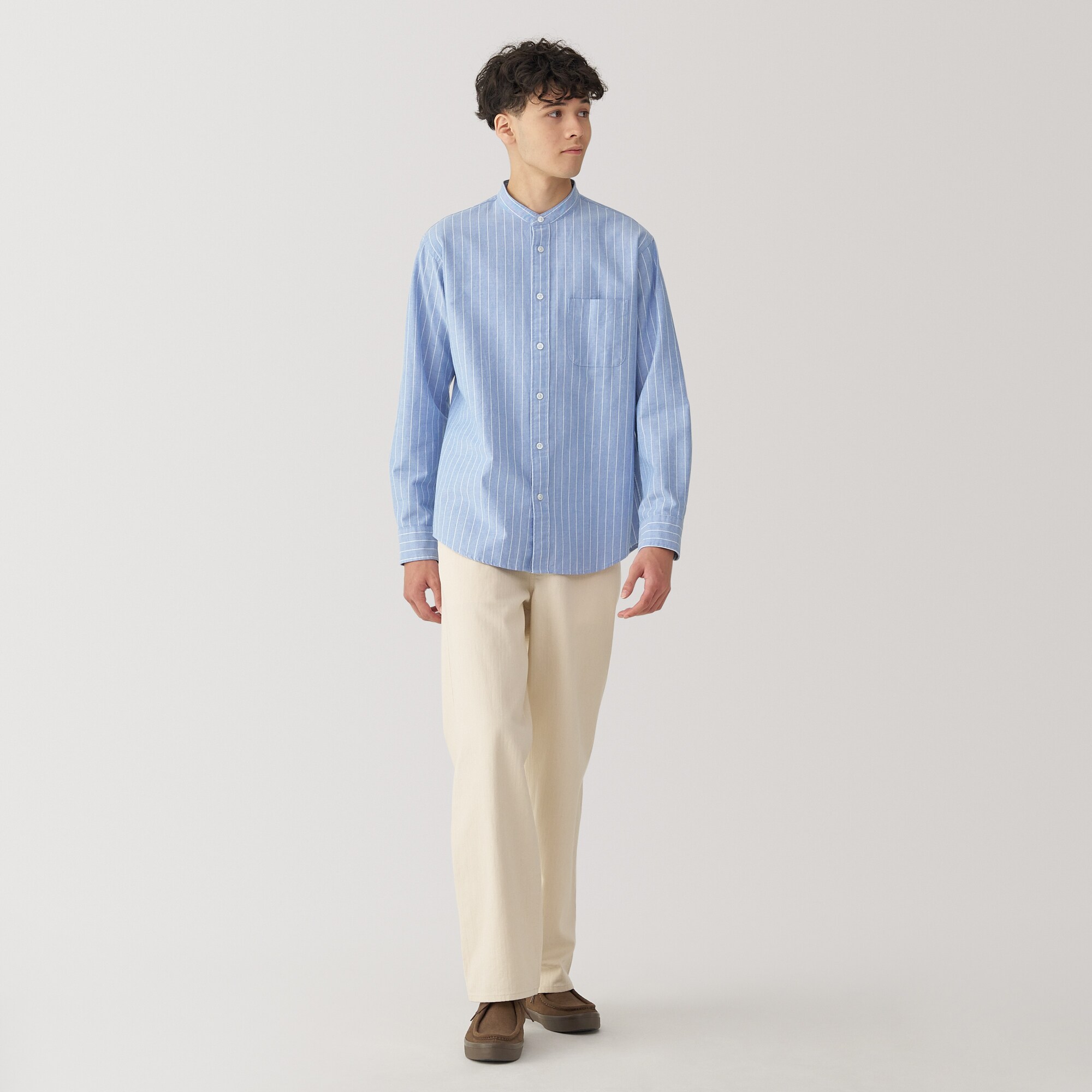 紳士 洗いざらしオックススタンドカラー長袖シャツ | 無印良品