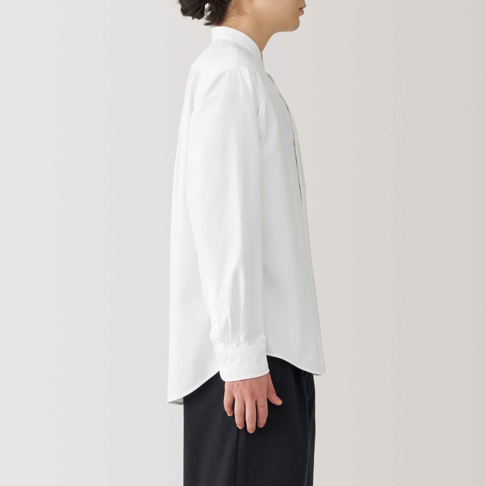 紳士　洗いざらしオックススタンドカラー長袖シャツ