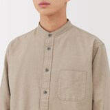 紳士　洗いざらしオックススタンドカラー長袖シャツ