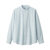 紳士　洗いざらしオックススタンドカラー長袖シャツ