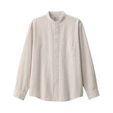 紳士　洗いざらしオックススタンドカラー長袖シャツ