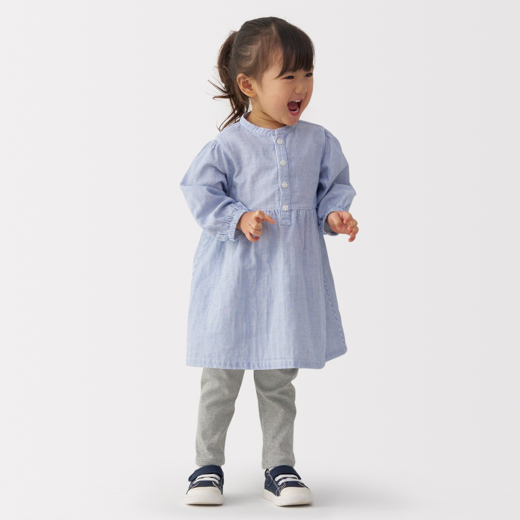 ベビー　おなかすっぽりストレッチ十分丈リブレギンス