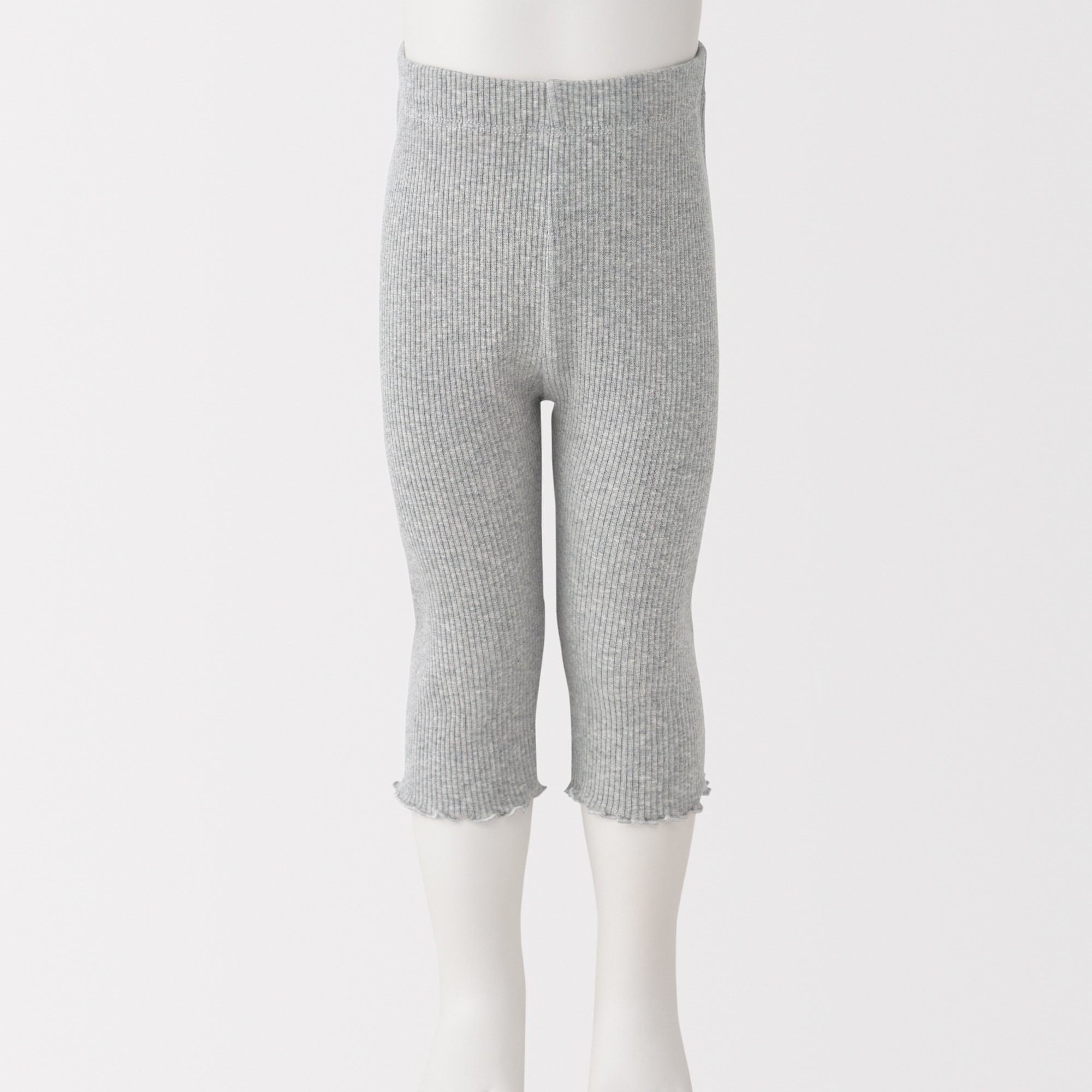 ベビー　おなかすっぽりストレッチ裾メロウ七分丈リブレギンス