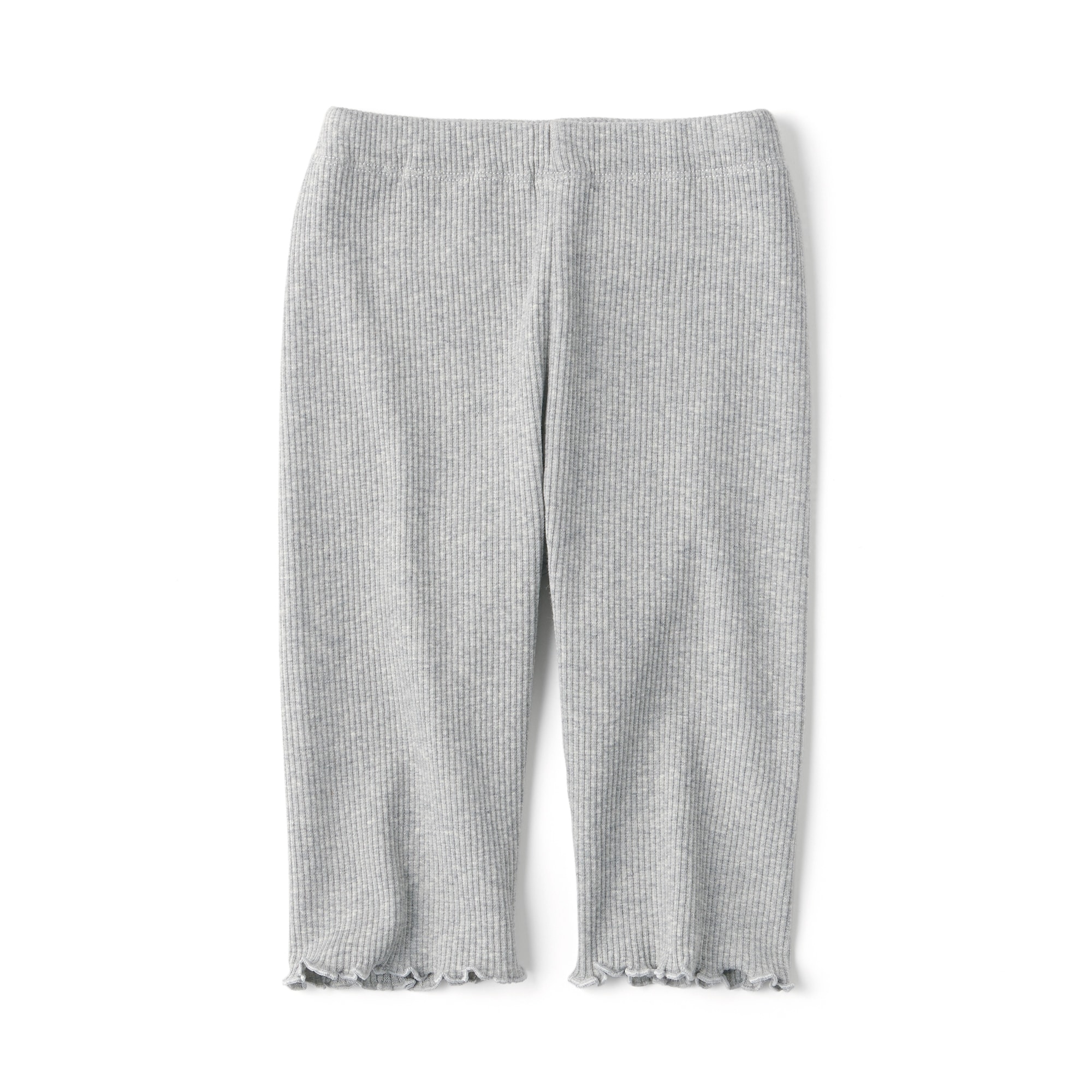 ベビー　おなかすっぽりストレッチ裾メロウ七分丈リブレギンス