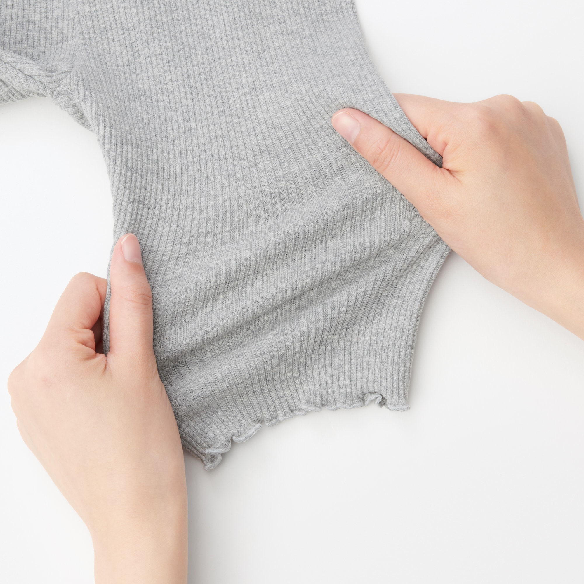 ベビー　おなかすっぽりストレッチ裾メロウ七分丈リブレギンス