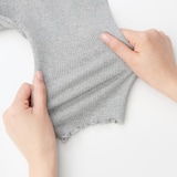 ベビー　おなかすっぽりストレッチ裾メロウ七分丈リブレギンス