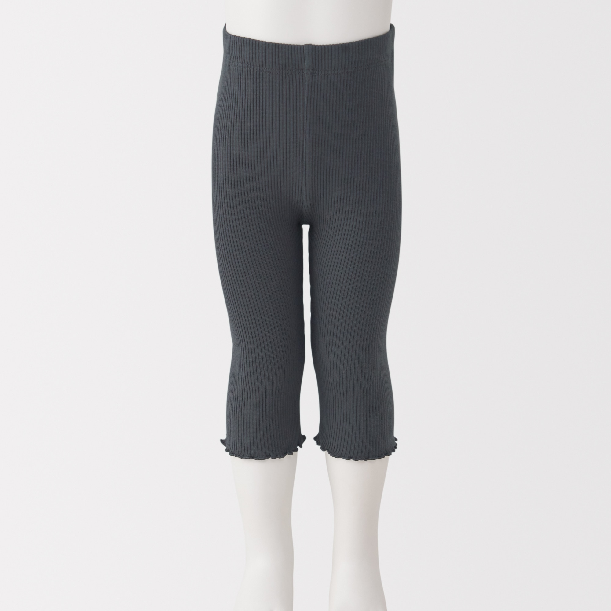 ベビー　おなかすっぽりストレッチ裾メロウ七分丈リブレギンス