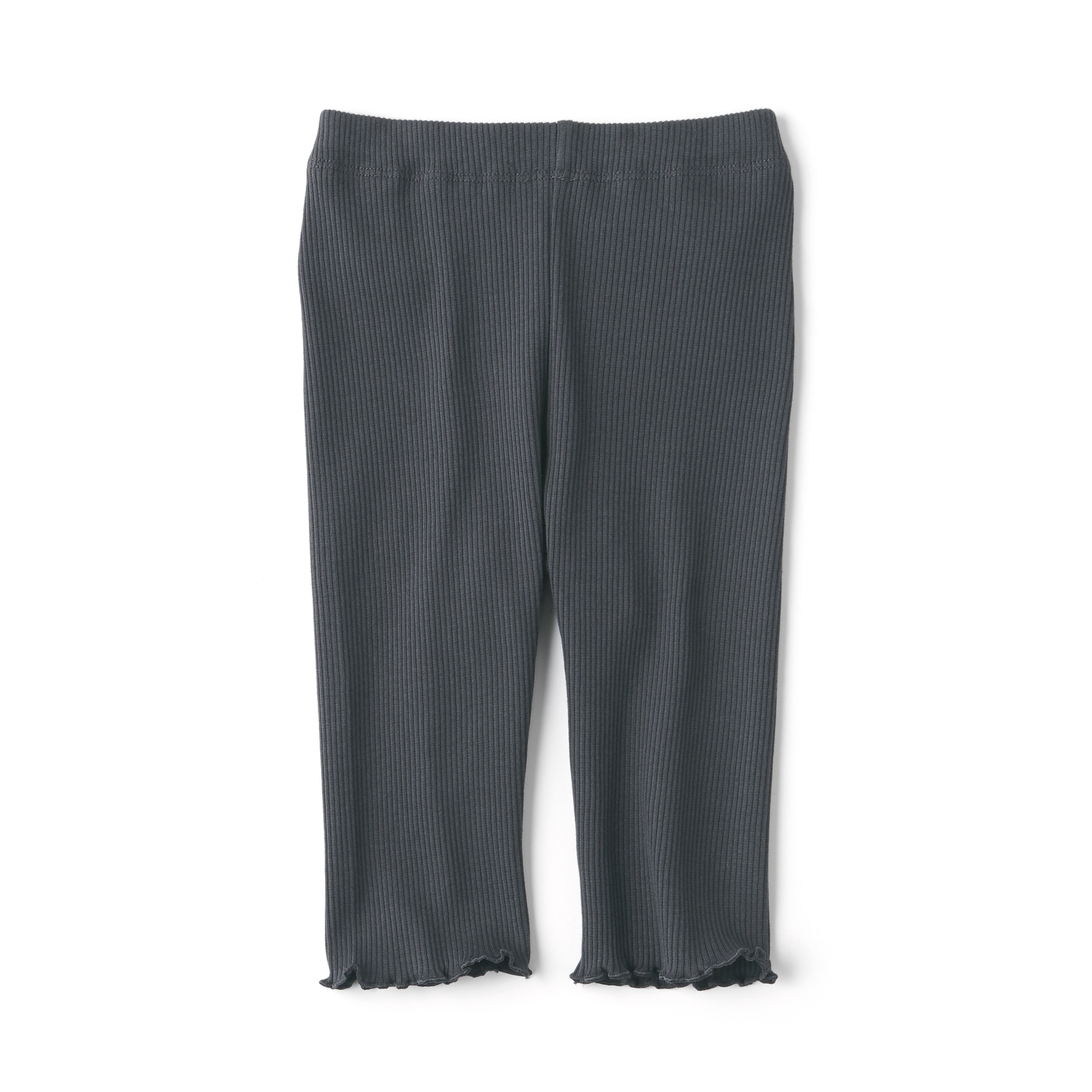 ベビー　おなかすっぽりストレッチ裾メロウ七分丈リブレギンス