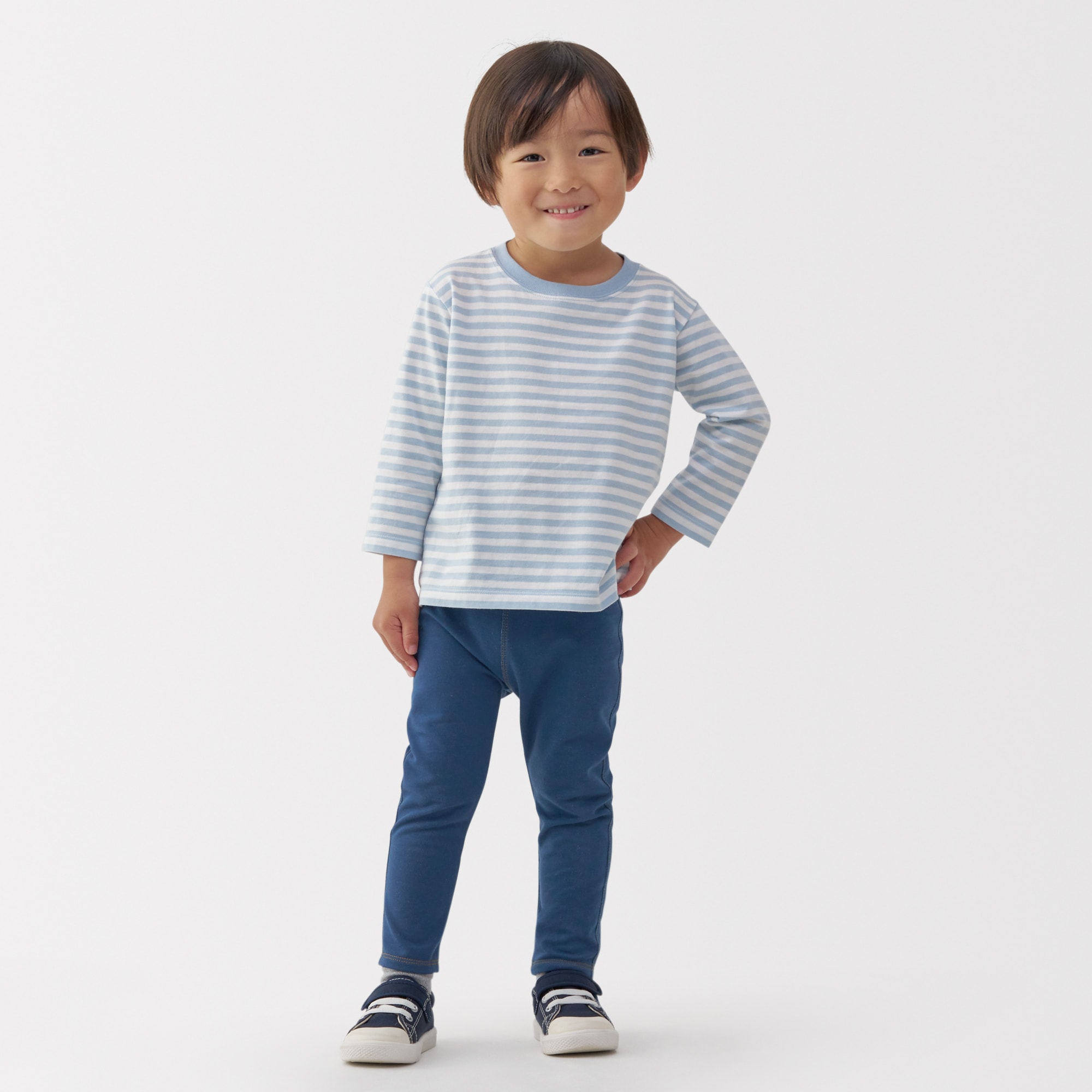 ベビー　おなかすっぽりデニム調十分丈レギンス