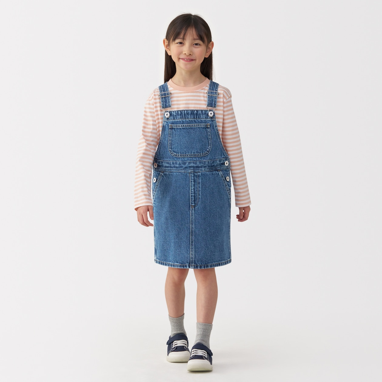 キッズ　木の実から作ったカポック混デニムジャンパースカート